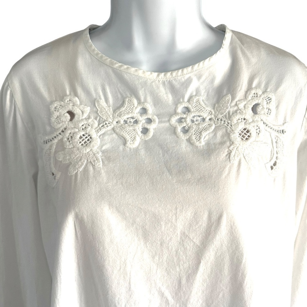 Bohme | White Embroidered Top Sz M EUC - Picture 6 of 12